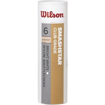 Wilson Volani Smashstar Volani da Badminton, Confezione da 6, velocità 78, Plastica/Sughero Naturale, WRT6050WH78, Bianco Wilson Volani Smashstar Volani da Badminton, Confezione da 6, velocità 78, Plastica/Sughero Naturale, WRT6050WH78, Bianco