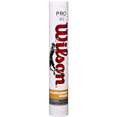 Wilson PRO 80 Volani da Badminton, velocità 77, Plastica/Sughero Naturale, WRT60230077, Bianco Wilson PRO 80 Volani da Badminton, velocità 77, Plastica/Sughero Naturale, WRT60230077, Bianco