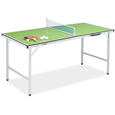 Relaxdays Tavolo da Ping Pong Pieghevole, con Rete, 2 Racchette, 3 Palline, HxLxP: 70 x 70 x 150 cm, Verde Relaxdays Tavolo da Ping Pong Pieghevole, con Rete, 2 Racchette, 3 Palline, HxLxP: 70 x 70 x 150 cm, Verde