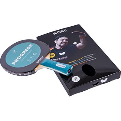 Butterfly Progress Racchetta da tennis da tavolo professionale per giocatori avanzati Rivestimenti approvati ITTF Nero/Rosso Butterfly Progress Racchetta da tennis da tavolo professionale per giocatori avanzati Rivestimenti approvati ITTF Nero/Rosso