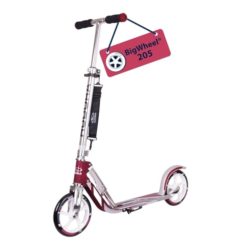 Hudora BigWheel 205 Pure Scooter, Monopattino per bambini e adulti, Scooter a partire dai 6 anni, City Roller fino a 100 kg, Pieghevole e regolabile in altezza