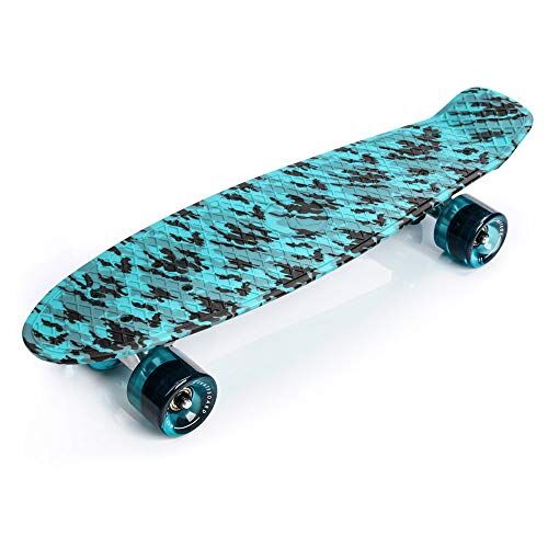 meteor Skateboard Mini Cruiser Retro Board Completo con Cuscinetti ABEC-7 e Ruote PU Ideale per Bambini Adolescenti e Adulti Ragazzo e Ragazza (Blue/Black)