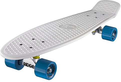 Ridge Skateboards Big Brother Nickel Mini Skate Cruiser Completo, fatto in l'UE, cuscinetti ABEC 7, alta qualità formula segreta di plastica, Bianco/Blu, 27" (799872520)