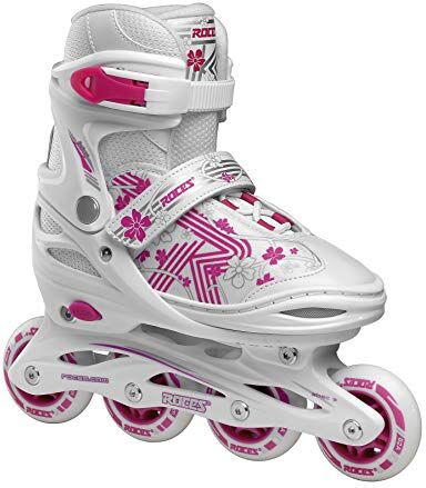 Roces Jokey 3.0 Girl, Pattino Inline jr Bambina, Bianco-Rosa, 26/29