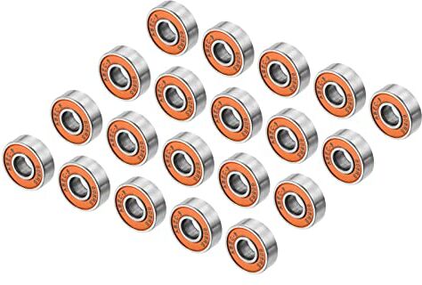 PATIKIL Skateboard Cuscinetti, 20pz 608RS Profonda Scanalatura Sfera Cuscinetti per Roller Inline Pattini Longboard Scooter, Arancione