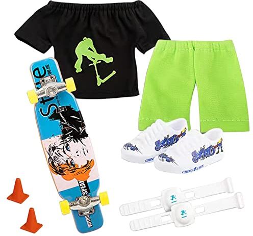 Generic Scooter con Giocattoli per Dita Finger Skateboard con Pantaloni e Scarpe Finger Skateboard Toy Deck Finger Board per Boy Child Kids