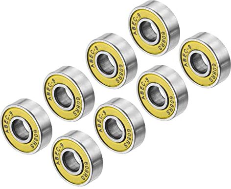 PATIKIL Skateboard Cuscinetti, 8pz 608RS Profonda Scanalatura Sfera Cuscinetti per Roller Inline Pattini Longboard Scooter, Giallo