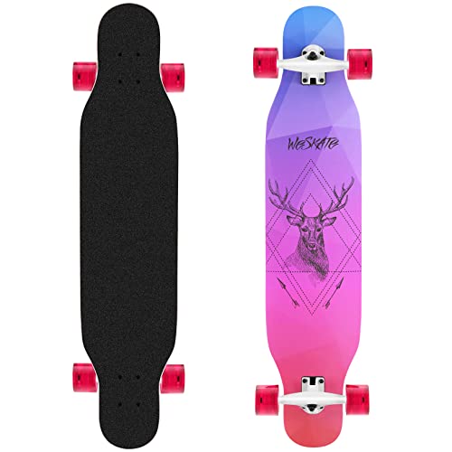 Hikole Longboard Skateboard, 42" Drop-Through Cruiser Skateboard 8-Ply Canadian Maple con cuscinetti ABEC-9, T-Tool per adolescenti ragazze adulti principianti