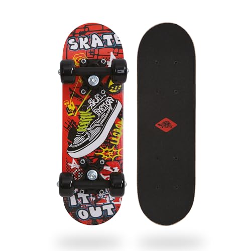 Schildkröt Mini-Skateboard 17", Tavola in Legno 43 x 13 cm, Ruote in Plastica 50 x 30 mm, Design: Skate It Out,
