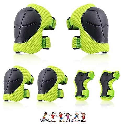 NEOVSUNY Protezione Kit per Bambini, Protezioni Bici Ginocchiere Set, Regolabili Gomiti Ginocchiere Protettive Polsi per Bambina Bambino per Pattini in Linea Skateboard Scooter Roller Ciclismo Skate Sci