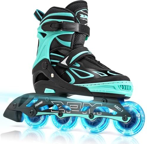 2PM SPORTS Brice Pattini in Linea Regolabili, Ruote Illumina LED, Divertente Inline Skates per Bambina e Bambino e Bambini