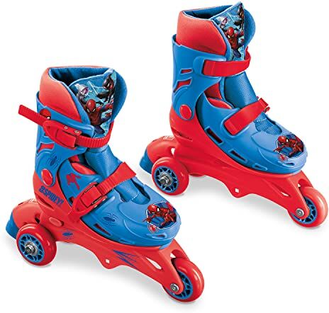 Mondo Toys Marvel Spiderman 3 In Line Skates pattini doppia funzione regolabili Ruote PVC roller bambino / bambina Size S / mis. 29/32