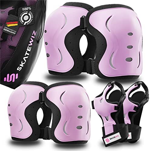 SKATEWIZ protezioni pattini Adulti ginocchiere bambino ginocchiere bambina Protezioni Skateboard, BMX, Pattini, Roller IMPACT Taglia L Rosa Nero