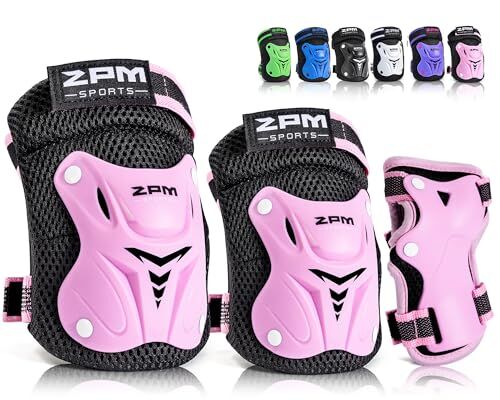 2PM SPORTS Protezioni Pattini Bambina, Set Protezioni Skateboard Bambini per Inliner e Bicicletta, Protezioni per Le Mani e Ginocchiere Bambini Inline Skating (pink M)