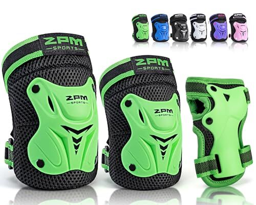 2PM SPORTS Protezioni Pattini Bambina, Set Protezioni Skateboard Bambini per Inliner e Bicicletta, Protezioni per Le Mani e Ginocchiere Bambini Inline Skating (Green L)