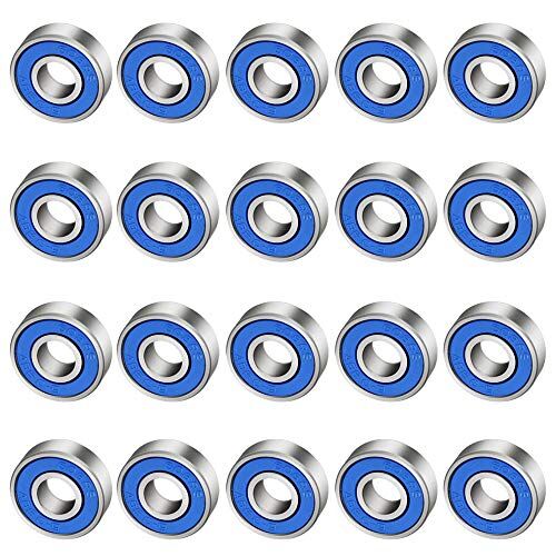 CODIRATO 20 Pezzi Cuscinetto a Sfere 608RS in Metallo Mini Cuscinetti per Pattini Rollerblade Skateboard (8mm x 22mm x 7mm, Blu)