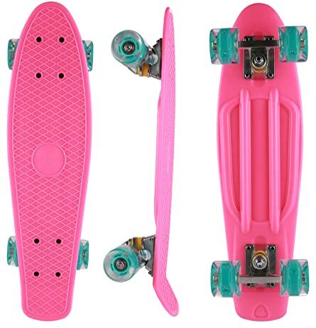 Caroma Skateboard per Bambino Bambina Ragazzo Adulto,Skateboard Professionale da 22 Pollici,Mini Cruiser Skateboard con Ruote in PU,Skateboard Completo con Cuscinetti ABEC-7,Stile Retrò