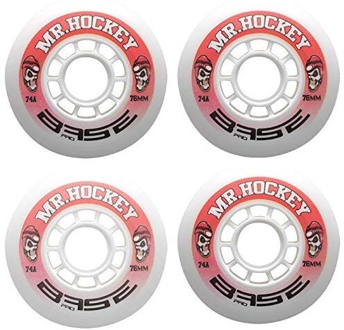 Base Indoor Inlinerrollen Ruote Mr. Hockey PRO   Durezza 74A   Presa Forte   Bianco   Adatto per Tutte Le Marche di Pattini in Linea   80 mm Unisex-Adulti