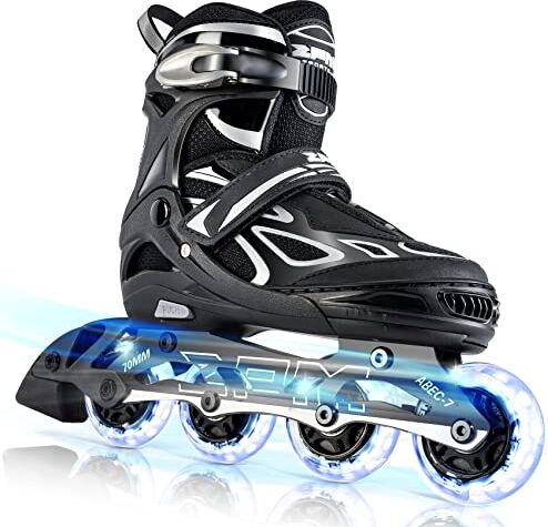 2PM SPORTS Brice Pattini in Linea Regolabili, Ruote Illumina LED, Divertente Inline Skates per Bambina e Bambino e Bambini