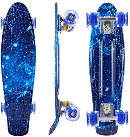 Caroma Skateboard per Bambino Bambina Ragazzo Adulto,Skateboard Cruiser da 56cm,Mini Professionale Skateboard con Cuscinetti ABEC-7,Longboard Completo con Ruote in PU,Stile Retrò