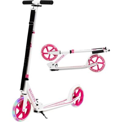 FANTASK Monopattino pieghevole in altezza, pratico monopattino sportivo con ruote a LED e cuscinetti a sfera ABEC-7, portata 100 kg (rosa) FANTASK Monopattino pieghevole in altezza, pratico monopattino sportivo con ruote a LED e cuscinetti a sfera ABEC-7, portata 100 kg (rosa)