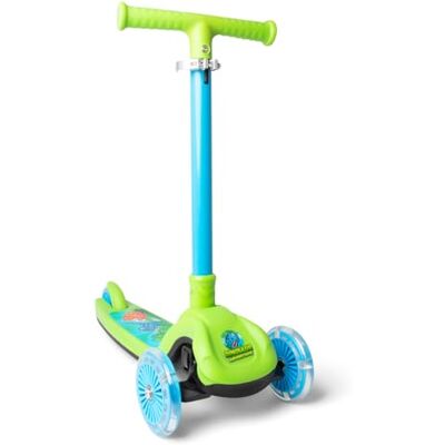 Ozbozz Dinosaur Trail Twist Monopattino per bambini, verde e blu, ruote luminose, manubrio pieghevole, altezza 78,3 cm, peso massimo 50 kg, per ragazzi e ragazze dai 3 anni in su Ozbozz Dinosaur Trail Twist Monopattino per bambini, verde e blu, ruote luminose, manubrio pieghevole, altezza 78,3 cm, peso massimo 50 kg, per ragazzi e ragazze dai 3 anni in su