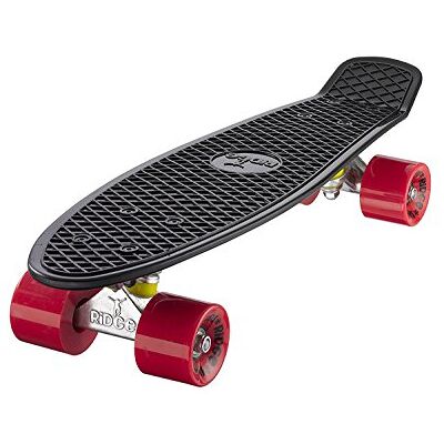 Ridge Skateboards 22" Mini Cruiser Skateboard, Nero/Rosso Ridge Skateboards 22" Mini Cruiser Skateboard, Nero/Rosso