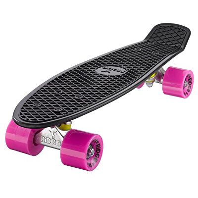 Ridge Skateboards 22" Mini Cruiser Skateboard, Nero/Rosa Ridge Skateboards 22" Mini Cruiser Skateboard, Nero/Rosa