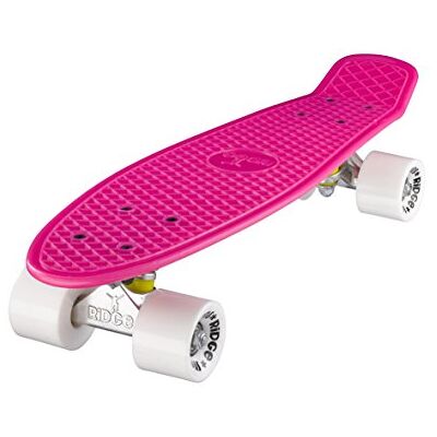 Ridge , Skateboard con ruote, completo e montato, Mini Cruiser Retro Stil In M Rollen , 55 cm, rosa/bianco (Rosa/Bianco) Ridge , Skateboard con ruote, completo e montato, Mini Cruiser Retro Stil In M Rollen , 55 cm, rosa/bianco (Rosa/Bianco)