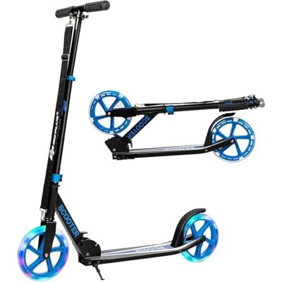 FANTASK Monopattino pieghevole in altezza, pratico monopattino sportivo con ruote a LED e cuscinetti a sfera ABEC-7, portata 100 kg (blu) FANTASK Monopattino pieghevole in altezza, pratico monopattino sportivo con ruote a LED e cuscinetti a sfera ABEC-7, portata 100 kg (blu)