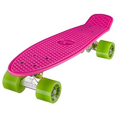 Ridge Skateboards 22 Mini Cruiser Skateboard, Rosa/Verde Ridge Skateboards 22 Mini Cruiser Skateboard, Rosa/Verde
