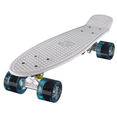 Ridge Mini Cruiser Skate Skateboard retro 22" completo nel bianco, fatto in l'UE, cuscinetti ABEC 7, alta qualità formula segreta di plastica Ridge Mini Cruiser Skate Skateboard retro 22" completo nel bianco, fatto in l'UE, cuscinetti ABEC 7, alta qualità formula segreta di plastica