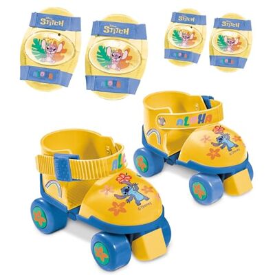 Mondo Toys pattini a rotelle regolabili Stitch Disney per bambini Taglia dal 22 al 29 set completo di borsa trasparente, gomitiere e ginocchiere Mondo Toys pattini a rotelle regolabili Stitch Disney per bambini Taglia dal 22 al 29 set completo di borsa trasparente, gomitiere e ginocchiere