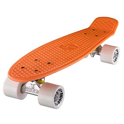 Ridge Skateboards Mini Cruiser Skateboard, Arancione/Bianco, 22 Ridge Skateboards Mini Cruiser Skateboard, Arancione/Bianco, 22