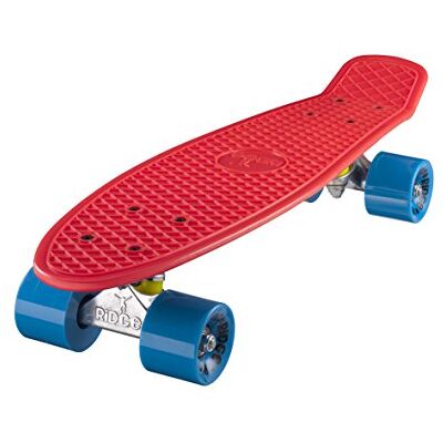 Ridge Mini Cruiser Skate Skateboard Retro 22" Completo nel Rosso, Cuscinetti ABEC 7, Rosso- Blu Ridge Mini Cruiser Skate Skateboard Retro 22" Completo nel Rosso, Cuscinetti ABEC 7, Rosso- Blu