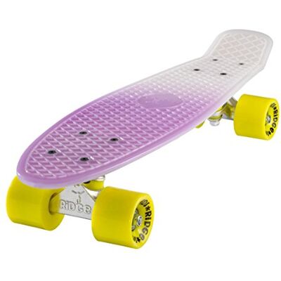 Ridge Skateboards Hyperlight Mini Cruiser Skateboard, Bianco/Giallo, 22 Ridge Skateboards Hyperlight Mini Cruiser Skateboard, Bianco/Giallo, 22