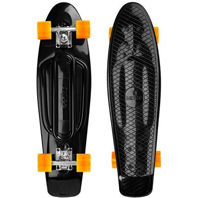 Ridge Skateboards Recycled Cruiser Skateboard, Nero/Arancione, 27 Ridge Skateboards Recycled Cruiser Skateboard, Nero/Arancione, 27