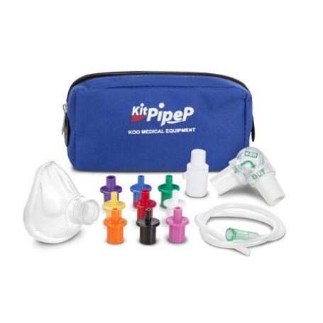 O2-Med Pipep kit per Pep Mask a 2 vie con maschera per la ginnastica respiratoria in fase inspiratoria ed espiratoria, con 9 resistori per la variazione di flusso (Pediatrica 2-6 anni)