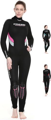 Cressi Castoro Lady Monopiece Wetsuit, Muta Subacquea Donna in Neoprene High Stretch 5 mm, Nero/Rosa/Grigio, XL