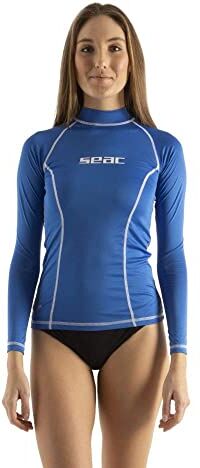 SEAC T-Sun Long Donna Maglia Protettiva Rash Guard per Snorkeling e Nuoto Anti UV, Blu, M