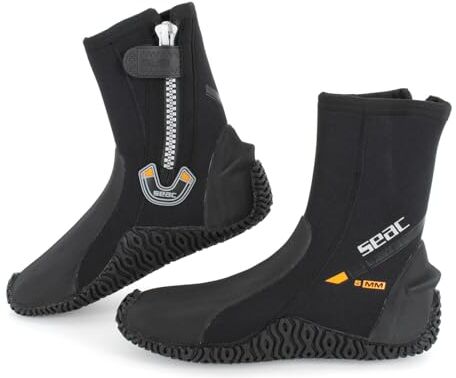 SEAC Basic HD, Calzari da Subacquea in Neoprene da 5 mm con Cerniera Laterale e Suola Semi Rigida