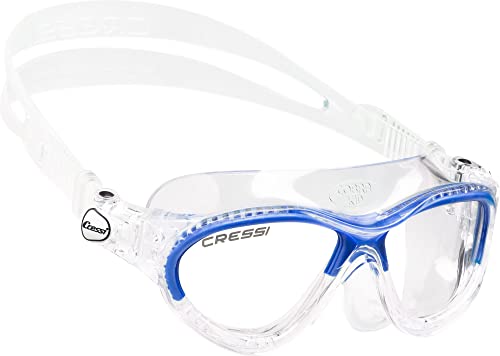 Cressi Mini Cobra Premium Occhialini per il Nuoto, Piscina e Snorkeling, Trasparente/Blu/Lenti Chiare, Bambini 7/15 Anni