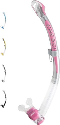 Cressi Corfu Snorkel, Tubo Immersioni & Snorkeling Unisex Adulto, Trasparente/Argento/Rosa, Unica