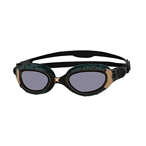 Zoggs Predator Flex Goggle, occhialini da nuoto con protezione UV, nero/oro/titanio, regolari