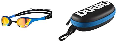 Arena Cobra Ultra Swipe Mr, Occhialini Da Nuoto Giallo Rame E Blu & Goggle Case, Astuccio Per Occhialini Unisex Adulto, Nero (Black / White / Royal), Taglia Unica