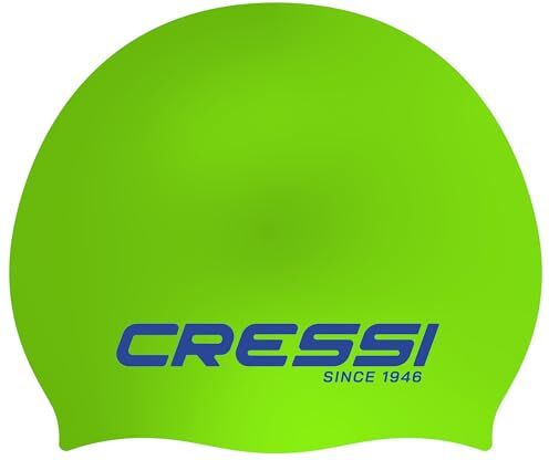 Cressi Ricky Jr Swim Cap 1X Junior Cuffia Junior per il Nuoto, Lime/Blu, Taglia Unica