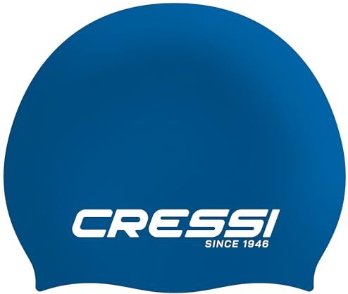 Cressi Eddie Swim Cap 1X Adulto Cuffia Adulto per il Nuoto, Blu/Bianco, Taglia Unica