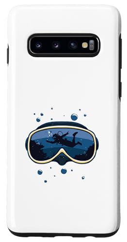Scuba Diving Mask with Scuba Diver Swimming Custodia per Galaxy S10 Maschera per immersioni subacquee con nuoto subacqueo