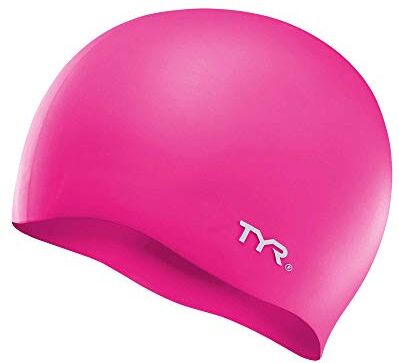 TYR Wrinkle Free Silicone Cuffia da Nuoto, Rosa Fluorescente