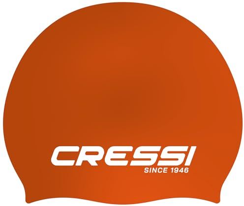 Cressi Eddie Swim Cap 1X Adulto Cuffia Adulto per il Nuoto, Arancio/Bianco, Taglia Unica